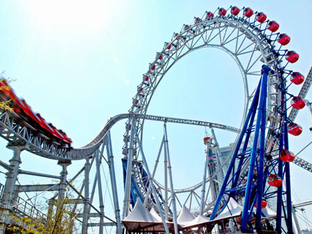 Large Amusement Park Roller Coaster Rides
